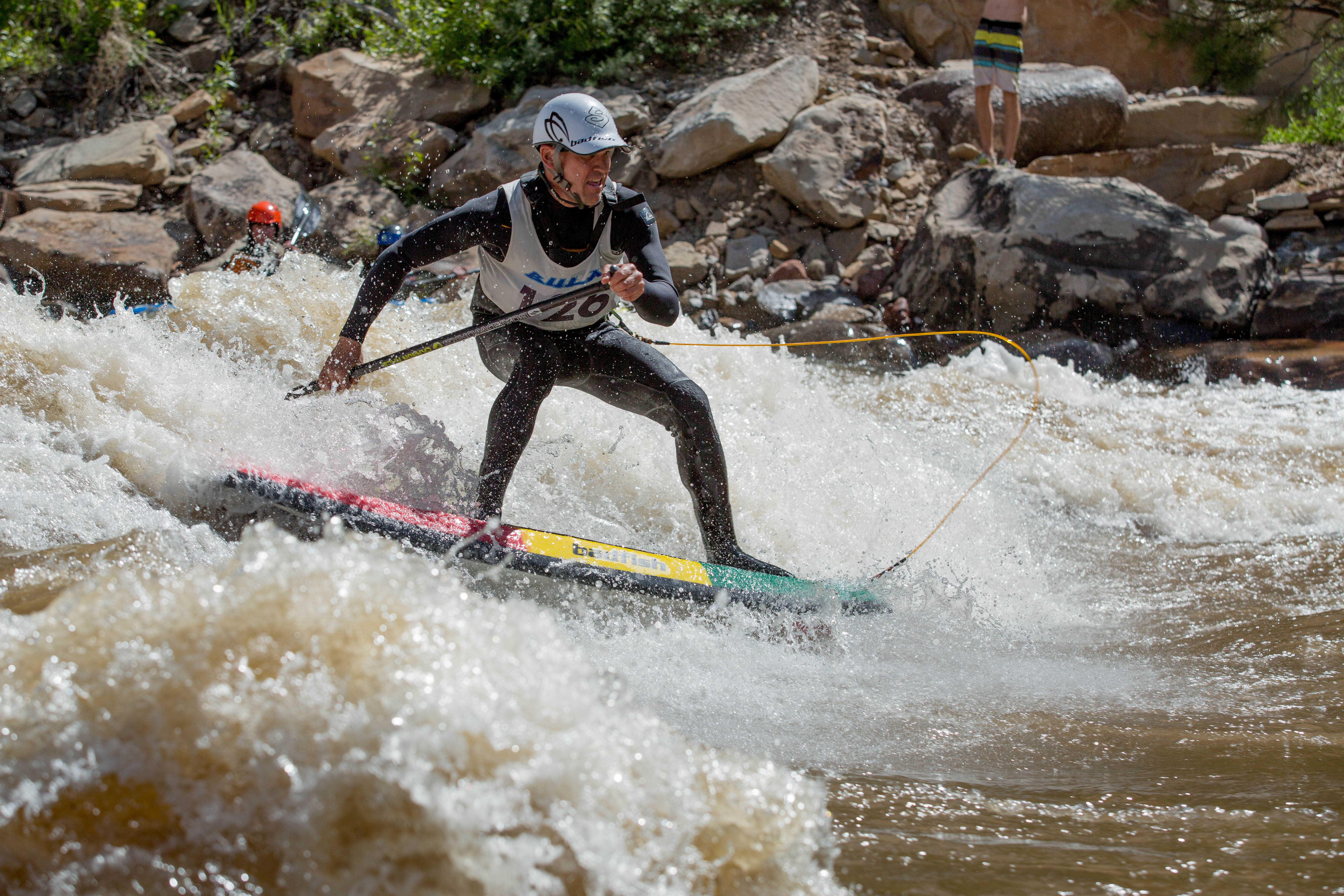 A Stand Up Paddle Boarder at the Durango Whitewater Park